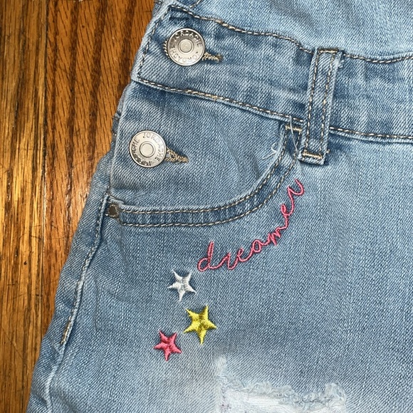 Jordache Denim sequin distressed Overalls with Star Embroidery Size Large - Picture 4 of 9